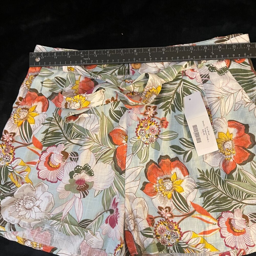 Eva Rose Tropical Floral Tie Waist Shorts NWT Large - Picture 4 of 8